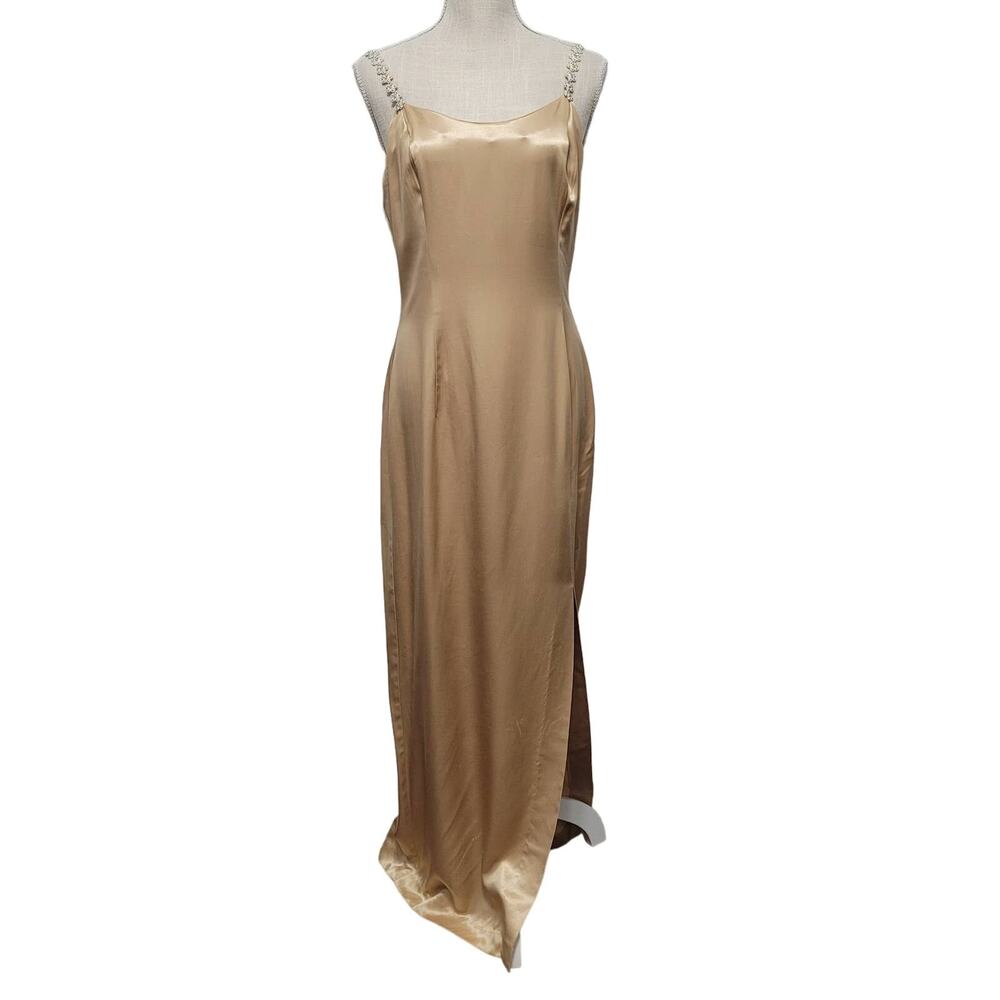 Jessica McClintock Dress Women Size 12 Gunne Sax Vintage 1990s Liquid Gold Slip